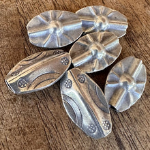 Load image into Gallery viewer, Silver, HillTribe, Flat Oval, Charms, Pure Silver, Hill Tribe, Thailand, Karen HillTribe, Beads, Metal, Charms, Hammered, Pendants, 99.9%, Vietnam, Chasing, Hammer, Traditional Tools, Hand-Crafted, Artisans, Chasing Hammer, Silversmith, Ethnic, Jewellery, Earrings, Beaders, Bracelet, Necklace, Anklet, Tribal, Statement,