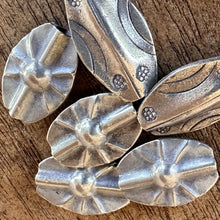 Load image into Gallery viewer, Silver, HillTribe, Flat Oval, Charms, Pure Silver, Hill Tribe, Thailand, Karen HillTribe, Beads, Metal, Charms, Hammered, Pendants, 99.9%, Vietnam, Chasing, Hammer, Traditional Tools, Hand-Crafted, Artisans, Chasing Hammer, Silversmith, Ethnic, Jewellery, Earrings, Beaders, Bracelet, Necklace, Anklet, Tribal, Statement,