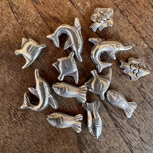 Load image into Gallery viewer, Silver, HillTribe, Fish, Pure Silver, Puff, Hill Tribe, Thailand, Karen HillTribe, Puff Fish, Beads, Metal, Charms, Pendants, 99.9%, Vietnam, Chasing, Hammer, Traditional Tools, Hand-Crafted, Artisans, Chasing Hammer, Silversmith, Ethnic, Jewellery, Beaders, Bracelet, Necklace, Anklet, Tribal, Statement,
