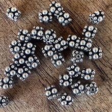 Load image into Gallery viewer, Sterling Silver, India, 925, Tiny, Daisy Flower Drum Beads, Bali-Style, Metal, Beads, Silver, Spacers, Dangle, Charms, Pendants, Crafted, Silversmiths, Jewellery, Indian, Ethnic, Tribal, Bracelets, Earrings, Necklaces, Copper, Zinc, Nickel,