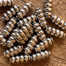 Load image into Gallery viewer, Sterling Silver, India, 925, Ribbed Coil, Metal, Beads, Silver, Dangle, Charms, Pendants, Crafted, Silversmiths, Jewellery, Indian, Ethnic, Tribal, Bracelets, Earrings, Necklaces, Copper, Zinc, Nickel, Statement Jewellery, Tube-Shaped,