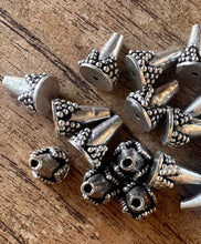 Load image into Gallery viewer, Sterling Silver, India, 925, Cone-Shaped End Caps, Metal, Beads, Silver, Dangle, Charms, Pendants, End Caps, Crafted, Silversmiths, Jewellery, Indian, Ethnic, Tribal, Bracelets, Earrings, Necklaces, Copper, Zinc, Nickel, Statement Jewellery,