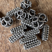 Load image into Gallery viewer, Sterling Silver, India, 925, Bali-Style Beads, Twisted Rope Beads, Metal, Beads, Cube Cylinders, Silver, Dangle, Charms, Pendants, Crafted, Silversmiths, Jewellery, Indian, Ethnic, Tribal, Bracelets, Earrings, Necklaces, Copper, Zinc, Nickel,