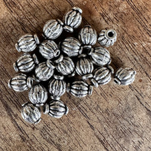Load image into Gallery viewer, Sterling Silver, India, 925, Fluted Melon Beads, Metal, Beads, Coiled, Silver, Spacers, Dangle, Charms, Pendants, Crafted, Silversmiths, Jewellery, Indian, Ethnic, Tribal, Bracelets, Earrings, Necklaces, Copper, Zinc, Nickel, Statement Jewellery,