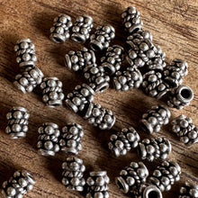 Load image into Gallery viewer, Sterling Silver, India, 925,Granulated,  Barrel Beads, Dotted, Bali-Style, Metal, Beads, Silver, Spacers, Dangle, Charms, Pendants, Crafted, Silversmiths, Jewellery, Indian, Ethnic, Tribal, Bracelets, Earrings, Necklaces, Copper, Zinc, Nickel,