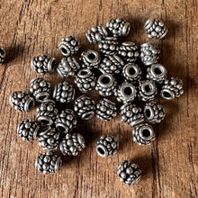 Load image into Gallery viewer, Sterling Silver, India, 925, Granulated Oval Barrels, Bali-Style, Metal, Beads, Silver, Spacers, Dangle, Charms, Pendants, Crafted, Silversmiths, Jewellery, Indian, Ethnic, Tribal, Bracelets, Earrings, Necklaces, Copper, Zinc, Nickel,