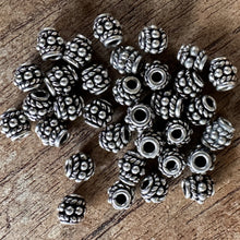 Load image into Gallery viewer, Sterling Silver, India, 925, Granulated Oval Barrels, Bali-Style, Metal, Beads, Silver, Spacers, Dangle, Charms, Pendants, Crafted, Silversmiths, Jewellery, Indian, Ethnic, Tribal, Bracelets, Earrings, Necklaces, Copper, Zinc, Nickel,