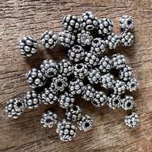 Load image into Gallery viewer, Sterling Silver, India, 925, Metal, Antique-Style, Beads, Granulated, Blackberries, Silver, Spacers, Bali-Style, Dangle, Charms, Pendants, Crafted, Silversmiths, Jewellery, Indian, Ethnic, Tribal, Bracelets, Earrings, Necklaces, Copper, Zinc, Nickel, Statement Jewellery,