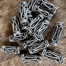 Load image into Gallery viewer, Sterling Silver, India, 925, Metal, Antique-Style, Beads, Tubes, Cylinders, Pipe Beads, Silver, Spacers, Bali-Style, Dangle, Charms, Pendants, Crafted, Silversmiths, Jewellery, Indian, Ethnic, Tribal, Bracelets, Earrings, Necklaces, Copper, Zinc, Nickel, Statement Jewellery,