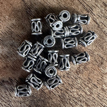 Load image into Gallery viewer, Sterling Silver, India, 925, Metal, Antique-Style, Beads, Drum-Like Tubes, Silver, Dangle, Charms, Pendants, Crafted, Silversmiths, Jewellery, Indian, Ethnic, Tribal, Bracelets, Earrings, Necklaces, Copper, Zinc, Nickel, Statement Jewellery,