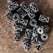 Load image into Gallery viewer, Sterling Silver, India, 925, Metal, Antique-Style, Beads, Drum-Like Tubes, Silver, Dangle, Charms, Pendants, Crafted, Silversmiths, Jewellery, Indian, Ethnic, Tribal, Bracelets, Earrings, Necklaces, Copper, Zinc, Nickel, Statement Jewellery,