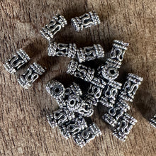 Load image into Gallery viewer, Sterling Silver, India, 925, Metal, Antique-Style, Beads, Cylinder Tube Beads, Silver, Dangle, Charms, Pendants, Crafted, Silversmiths, Jewellery, Indian, Ethnic, Tribal, Bracelets, Earrings, Necklaces, Copper, Zinc, Nickel, Statement Jewellery,