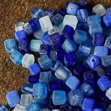 Load image into Gallery viewer, Indian, Glass, Cube, Glazed, Transparent, Cyan, Capri, Cerulean, Navy, Aqua, Sapphire, Cobalt, Azure, Frosted,