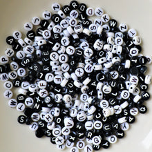 Load image into Gallery viewer, Black, White, Plastic, Alphabet, Bracelets, Necklaces, Bead Curtains, Suncatchers, Beads, China, Mix, Collection, 8mm, Name Tags, Youngsters,
