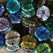 Load image into Gallery viewer, India, Silver Foil, Beads, Statement, Necklace, Collection, Gold Leaf, Copper, Pale Amethyst, Clear, Forest Green, Pale Topaz, Gold Leaf, Ice Green, Lilac, Jewellery-Making, Chunky, Jewellery, Glass, Large Hole, Centre-Drill, Hearts, Bead Curtain, Mix, Speckled-Twists, Tigertail, Leather, Fishing Line, Round Flat Tabular, Suncatcher,