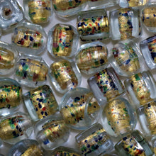 Load image into Gallery viewer, Tube, Gold Foil, Round, Oval, Mix, Glass, Cylinder, Cube, Collection, India, Indian,  Beads, Bead Curtains, Suncatchers, Gold, Red, Navy, Blue, Orange, Lime, Green, Yellow, Clear, Stubbies,