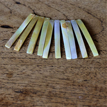 Load image into Gallery viewer, Pink MOP, Dog Tags, Plates, Name Tags, Axe Heads, Machetes, Love Hearts, Yokes, Drops, Tears, Tiles, Ovals, Shields, Donuts, Shards, Claws, Shields, Vee Sticks, Clothes Pegs, Matchsticks, Buttons, Teardrops, Raindrops, Mother of Pearl Shell, MOP, White, Gold, Pink, Brown, Black, Green, Rain, Abalone, Green Abalone, Trochus, Cowrie Shell, Green Lip Mussel, Pink Lip Mussel, Paua Shell, Necklace, Earrings, Jewellery, West Australia, Black Abalone, Beader, Artisans, Jewellery-Making, Key Rings, Beads,