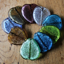 Load image into Gallery viewer, India, Silver Foil, Beads, Statement, Sapphire, Lilac, Turquoise, Ice Blue, Olive, Blackberry, Copper, Gold Leaf, Amber, Suncatcher, Bead Curtain, Necklace, Combo, Collection, Jewellery-Making, Chunky, Jewellery, Global Beads, Glass, Large Hole, Centre-Drill, Hearts,