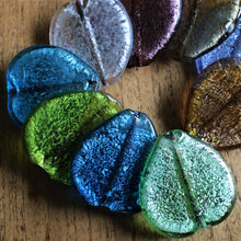 Load image into Gallery viewer, India, Silver Foil, Beads, Statement, Sapphire, Lilac, Turquoise, Ice Blue, Olive, Blackberry, Copper, Gold Leaf, Amber, Suncatcher, Bead Curtain, Necklace, Combo, Collection, Jewellery-Making, Chunky, Jewellery, Global Beads, Glass, Large Hole, Centre-Drill, Hearts,