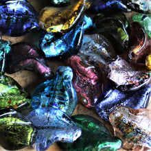 Load image into Gallery viewer, India, Silver Foil, Beads, Statement, Olive, Copper, Pale Amethyst, Capri Blue, Forest Green, Necklace, Collection, Jewellery-Making, Chunky, Jewellery, Suncatcher, Glass, Large Hole, Centre-Drill, Hearts, Bead Curtain, Mix, Speckled-Twists,