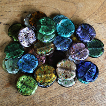 Load image into Gallery viewer, India, Silver Foil, Beads, Statement, Necklace, Collection, Gold Leaf, Copper, Pale Amethyst, Clear, Forest Green, Pale Topaz, Gold Leaf, Ice Green, Lilac, Jewellery-Making, Chunky, Jewellery, Glass, Large Hole, Centre-Drill, Hearts, Bead Curtain, Mix, Speckled-Twists, Tigertail, Leather, Fishing Line, Round Flat Tabular, Suncatcher,