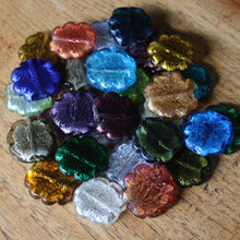 Load image into Gallery viewer, India, Silver Foil, Beads, Statement, Necklace, Collection, Gold Leaf, Copper, Pale Amethyst, Clear, Forest Green, Pale Topaz, Gold Leaf, Ice Green, Lilac, Jewellery-Making, Chunky, Jewellery, Glass, Large Hole, Centre-Drill, Flat Flowers, Bead Curtain, Mix, Tigertail, Leather, Fishing Line, Suncatcher,