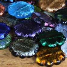 Load image into Gallery viewer, India, Silver Foil, Beads, Statement, Necklace, Collection, Gold Leaf, Copper, Pale Amethyst, Clear, Forest Green, Pale Topaz, Gold Leaf, Ice Green, Lilac, Jewellery-Making, Chunky, Jewellery, Glass, Large Hole, Centre-Drill, Flat Flowers, Bead Curtain, Mix, Tigertail, Leather, Fishing Line, Suncatcher,