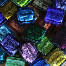 Load image into Gallery viewer, India, Silver Foil, Beads, Statement, Necklace, Collection, Gold Leaf, Sapphire, Copper, Pale Amethyst, Clear, Forest Green, Pale Topaz, Gold Leaf, Ice Green, Lilac, Capri Blue, Jewellery-Making, Chunky, Jewellery, Glass, Large Hole, Centre-Drill, Flat Tiles, Bead Curtain, Mix, Tigertail, Leather, Fishing Line, Blackberry, Suncatcher,