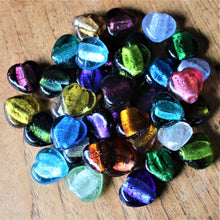 Load image into Gallery viewer, India, Silver Foil, Beads, Statement, Necklace, Collection, Gold Leaf, Sapphire, Copper, Pale Amethyst, Clear, Forest Green, Pale Topaz, Gold Leaf, Ice Green, Lilac, Capri Blue, Jewellery-Making, Chunky, Jewellery, Glass, Large Hole, Centre-Drill, Puffed Up, Love Hearts, Bead Curtains, Mix, Suncatchers, Tigertail, Leather, Fishing Line, Blackberry, Mix, Bracelets,