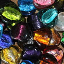 Load image into Gallery viewer, India, Silver Foil, Beads, Statement, Necklace, Collection, Gold Leaf, Sapphire, Copper, Pale Amethyst, Clear, Forest Green, Pale Topaz, Gold Leaf, Ice Green, Lilac, Capri Blue, Jewellery-Making, Chunky, Jewellery, Glass, Large Hole, Centre-Drill, Puffed Up, Love Hearts, Bead Curtains, Mix, Suncatchers, Tigertail, Leather, Fishing Line, Blackberry, Mix, Bracelets,