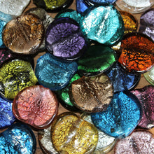 Load image into Gallery viewer, India, Silver Foil, Beads, Statement, Necklace, Collection, Gold Leaf, Sapphire, Copper, Pale Amethyst, Clear, Forest Green, Pale Topaz, Gold Leaf, Ice Green, Lilac, Capri Blue, Jewellery-Making, Chunky, Jewellery, Glass, Large Hole, Centre-Drill, Flat Hearts, Bead Curtain, Mix, Tigertail, Leather, Fishing Line, Blackberry, Suncatcher,