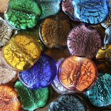 Load image into Gallery viewer, India, Silver Foil, Beads, Statement, Necklace, Collection, Gold Leaf, Sapphire, Copper, Pale Amethyst, Clear, Forest Green, Pale Topaz, Gold Leaf, Ice Green, Lilac, Capri Blue, Jewellery-Making, Chunky, Jewellery, Glass, Large Hole, Centre-Drill, Round Flat Tabular, Bead Curtain, Mix, Suncatcher, Tigertail, Leather, Fishing Line, Blackberry, Round, Tabular, Flat, Twists, Bracelet,