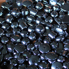 Load image into Gallery viewer, Assorted, Mix, Semi-Precious, Stone, Beads, Haematite, Western Australia, Venezuela, North America, Lake Superior, Brazil, Eastern Canada, Black, Steel, Mineral, Jewellery-Making, Health, Ailment, Earrings, Necklace, Bracelet, Iron Ore, Bicones, Rounds, Collections, Arrows, Ovals, Drops, Bows, Protection, Black, Global Beads, Hole, Centre-Drill,