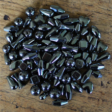 Load image into Gallery viewer, Assorted, Mix, Semi-Precious, Stone, Beads, Haematite, Western Australia, Venezuela, North America, Lake Superior, Brazil, Eastern Canada, Black, Steel, Mineral, Jewellery-Making, Health, Ailment, Earrings, Necklace, Bracelet, Iron Ore, Bicones, Rounds, Collections, Arrows, Ovals, Drops, Bows, Protection, Black, Global Beads, Hole, Centre-Drill,