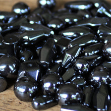 Load image into Gallery viewer, Assorted, Mix, Semi-Precious, Stone, Beads, Haematite, Western Australia, Venezuela, North America, Lake Superior, Brazil, Eastern Canada, Black, Steel, Mineral, Jewellery-Making, Health, Ailment, Earrings, Necklace, Bracelet, Iron Ore, Bicones, Rounds, Collections, Arrows, Ovals, Drops, Bows, Protection, Black, Global Beads, Hole, Centre-Drill,