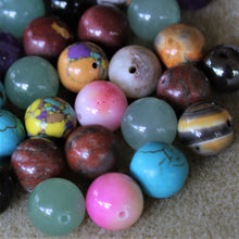 Load image into Gallery viewer, Semi-Precious, Rose Quartz, Moonstone, Turquoise, Tiger Eye, Onyx, Obsidian, Mookaite, Lapis Lazuli, Labradorite, Jasper, Jade, Amethyst, Agate, Aventurine, Unpolished, Stone, Statement, Spiritual, Polished, Ochre, Necklace, Mustard Yellow, Mix, Leather, Jewellery-Making, Bracelet, Bangle, Anklet, Healing Qualities, Collection, Boho-Style, Beads, Assorted,