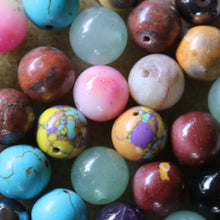 Load image into Gallery viewer, Semi-Precious, Rose Quartz, Moonstone, Turquoise, Tiger Eye, Onyx, Obsidian, Mookaite, Lapis Lazuli, Labradorite, Jasper, Jade, Amethyst, Agate, Aventurine, Unpolished, Stone, Statement, Spiritual, Polished, Ochre, Necklace, Mustard Yellow, Mix, Leather, Jewellery-Making, Bracelet, Bangle, Anklet, Healing Qualities, Collection, Boho-Style, Beads, Assorted,