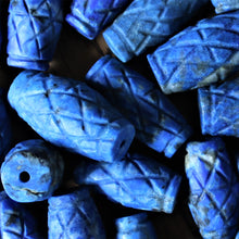 Load image into Gallery viewer, Afghanistan, Blue, Gold, Semi-Precious, Jewellery-Making, Chunky, Jewellery, Global Beads, Collection, Mix, Pyrite, Flecks, Tigertail, Craftline, Leather, Necklace, Anklet, Bracelet,  Bangle, Ethnic, Tribal, Cross-Hatch, Cylinder, Barrel, Oval