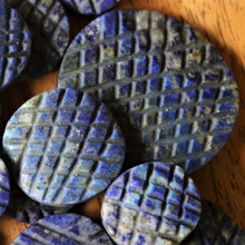 Load image into Gallery viewer, Afghanistan, Blue, Gold, Semi-Precious, Jewellery-Making, Chunky, Jewellery, Worldwide Beads, Collection, Mix, Pyrite, Flecks, Tigertail, Craftline, Leather, Necklace, Anklet, Bracelet, Bangle, Ethnic, Tribal, Spiritual, Lapis Lazuli, Lapis, Unpolished, Cross-Hatch, Disks, Statement,