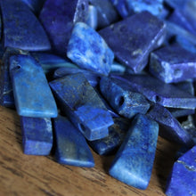 Load image into Gallery viewer, Afghanistan, Blue, Gold, Semi-Precious, Jewellery-Making, Chunky, Jewellery, Worldwide Beads, Collection, Mix, Pyrite, Flecks, Tigertail, Craftline, Leather, Necklace, Anklet, Bracelet, Bangle, Ethnic, Tribal, Axe Head, Spiritual, Lapis Lazuli, Lapis, Unpolished,