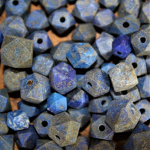 Load image into Gallery viewer, Afghanistan, Blue, Gold, Semi-Precious, Jewellery-Making, Chunky, Jewellery, Global Beads, Collection, Mix, Pyrite, Flecks, Tigertail, Craftline, Leather, Necklace, Anklet, Bracelet, Bangle, Ethnic, Tribal, Spiritual, Lapis Lazuli, Lapis, Unpolished, Hexagonal, Disks, Statement,