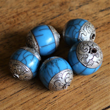 Load image into Gallery viewer, Jewellery-Making, Silver, Resin, Crackle, Tibet, Imperfections, Jewellery, Global Beads, Collection, Mix, Tigertail, Craftline, Leather, Necklace, Earrings, Ethnic, Tribal, Statement Jewellery, Top-Drill, Hole, Himalayas, Bracelet, Anklet, Bangle, Turquoise, Currency, Trading,