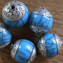 Load image into Gallery viewer, Jewellery-Making, Silver, Resin, Crackle, Tibet, Imperfections, Jewellery, Global Beads, Collection, Mix, Tigertail, Craftline, Leather, Necklace, Earrings, Ethnic, Tribal, Statement Jewellery, Top-Drill, Hole, Himalayas, Bracelet, Anklet, Bangle, Turquoise, Currency, Trading,