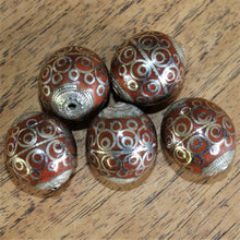 Load image into Gallery viewer, Afghanistan, Turkmenistan, Brass, Turkoman,  Imperfections, Jewellery, Global Beads, Collection, Mix, Tigertail, Craftline, Leather, Necklace, Earrings, Ethnic, Tribal, Statement Jewellery, Top-Drill, Hole, Afghan, Middle Eastern, Enamel, Inlaid, Bracelet, Anklet, Filigree, Wire, Wrapping, Jasper,