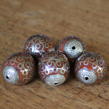 Load image into Gallery viewer, Afghanistan, Turkmenistan, Brass, Turkoman,  Imperfections, Jewellery, Global Beads, Collection, Mix, Tigertail, Craftline, Leather, Necklace, Earrings, Ethnic, Tribal, Statement Jewellery, Top-Drill, Hole, Afghan, Middle Eastern, Enamel, Inlaid, Bracelet, Anklet, Filigree, Wire, Wrapping, Jasper,