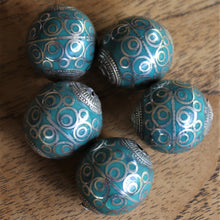 Load image into Gallery viewer, Afghanistan, Turkmenistan, Brass, Turkoman,  Imperfections, Jewellery, Global Beads, Collection, Mix, Tigertail, Craftline, Leather, Necklace, Earrings, Ethnic, Tribal, Statement Jewellery, Top-Drill, Hole, Afghan, Middle Eastern, Enamel, Inlaid, Bracelet, Anklet, Filigree, Wire, Wrapping, Turquoise,