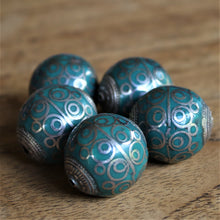 Load image into Gallery viewer, Afghanistan, Turkmenistan, Brass, Turkoman,  Imperfections, Jewellery, Global Beads, Collection, Mix, Tigertail, Craftline, Leather, Necklace, Earrings, Ethnic, Tribal, Statement Jewellery, Top-Drill, Hole, Afghan, Middle Eastern, Enamel, Inlaid, Bracelet, Anklet, Filigree, Wire, Wrapping, Turquoise,