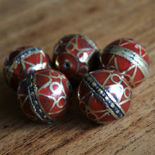 Load image into Gallery viewer, Afghanistan, Turkmenistan, Brass, Turkoman,  Imperfections, Jewellery, Global Beads, Collection, Mix, Tigertail, Craftline, Leather, Necklace, Earrings, Ethnic, Tribal, Statement Jewellery, Top-Drill, Hole, Afghan, Middle Eastern, Enamel, Inlaid, Bracelet, Anklet, Filigree, Wire, Wrapping, Lapis, Rustic, Old, Jasper,