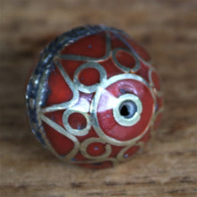 Load image into Gallery viewer, Afghanistan, Turkmenistan, Brass, Turkoman,  Imperfections, Jewellery, Global Beads, Collection, Mix, Tigertail, Craftline, Leather, Necklace, Earrings, Ethnic, Tribal, Statement Jewellery, Top-Drill, Hole, Afghan, Middle Eastern, Enamel, Inlaid, Bracelet, Anklet, Filigree, Wire, Wrapping, Lapis, Rustic, Old, Jasper,