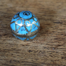 Load image into Gallery viewer, Afghanistan, Turkmenistan, Brass, Turkoman,  Imperfections, Jewellery, Global Beads, Collection, Mix, Tigertail, Craftline, Leather, Necklace, Earrings, Ethnic, Tribal, Statement Jewellery, Top-Drill, Hole, Afghan, Middle Eastern, Enamel, Inlaid, Bracelet, Anklet, Filigree, Wire, Wrapping, Lapis, Rustic, Old, Turquoise,